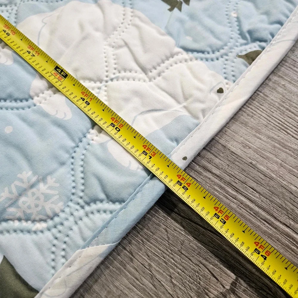 Auto Matic Electric Heated Blanket Light Blue Polar Bear Winter Print 52x70